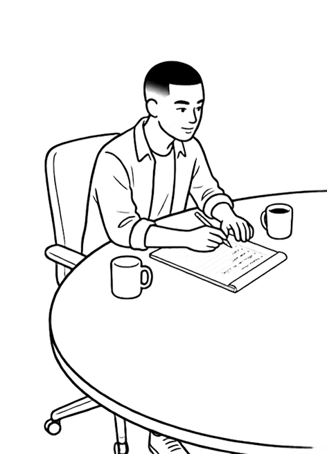 Designer au travail — illustration Virabo Hoy